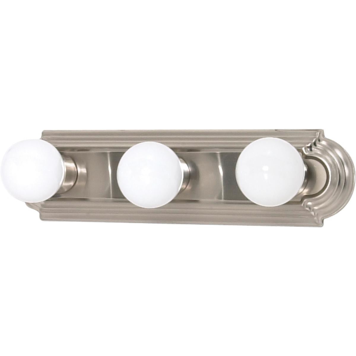Nuvo 60-6072 3-Light Racetrack Vanity Fixture - 18" Brushed Nickel, 100W Max, 120V, Damp Location Rated