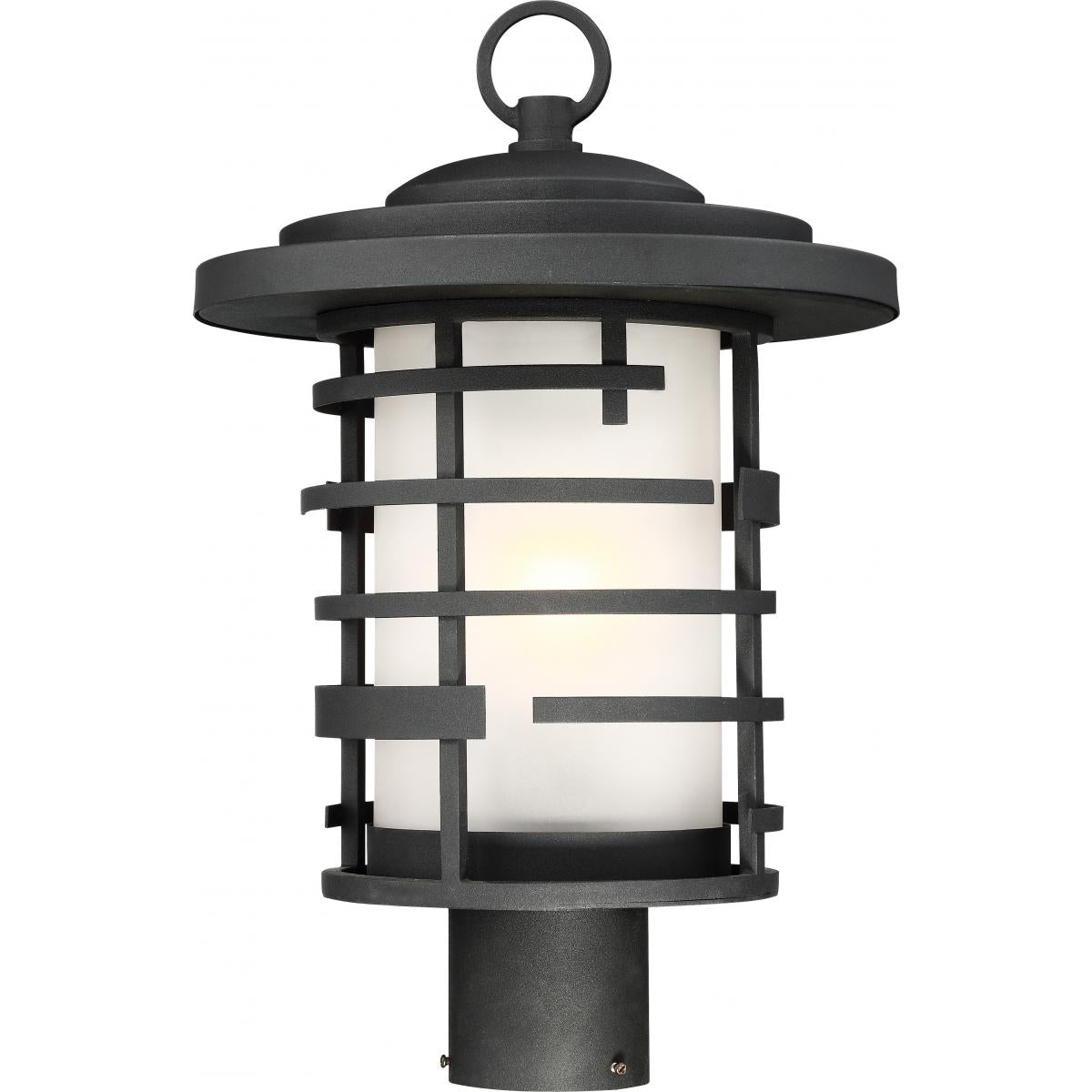 Nuvo 60-6406 Lansing 1-Light Post Lantern - 17" Textured Black with Etched Glass, 100W Max, 120V, Wet Location Rated
