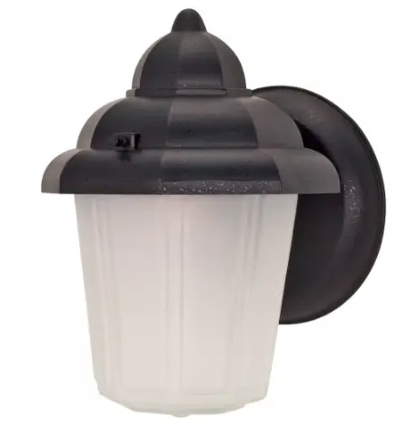 Nuvo 60-641 9" Hooded Wall Lantern, Satin Frosted Glass, Textured Black Finish