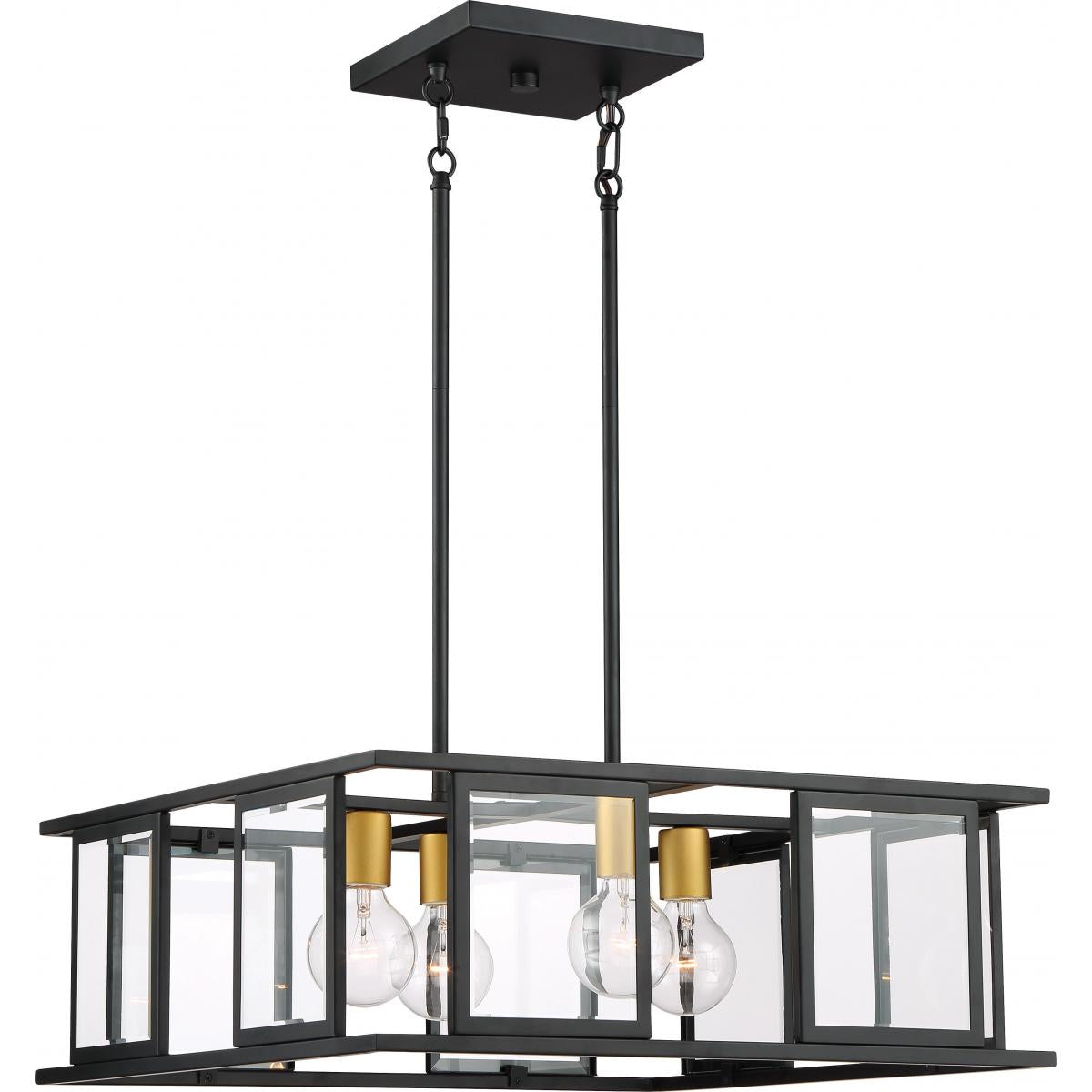 Nuvo 60-6414 Payne 4-Light Pendant - Midnight Bronze with Clear Beveled Glass, 60W Max, 120V, Dry Location Rated