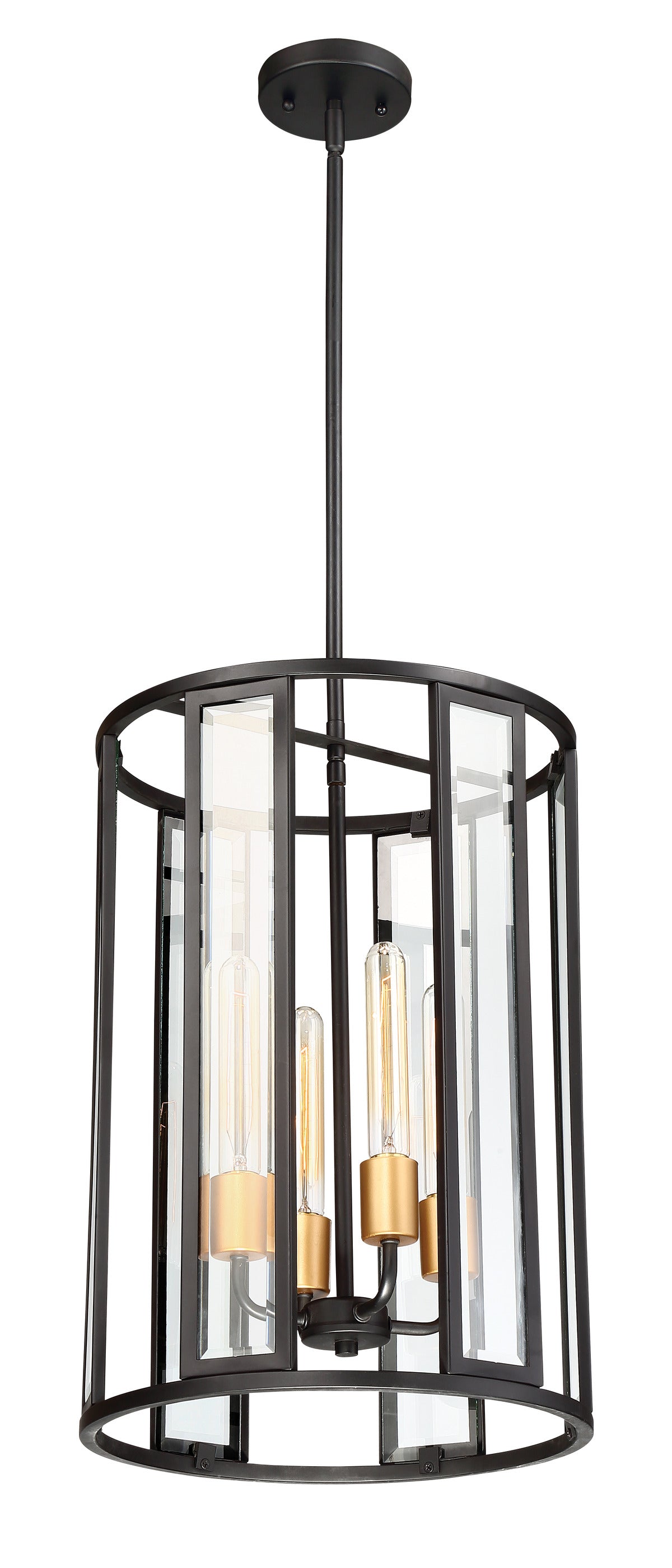 Nuvo 60-6415 Payne 4-Light Foyer Pendant - Midnight Bronze with Clear Beveled Glass, 60W Max, 120V, Dry Location Rated