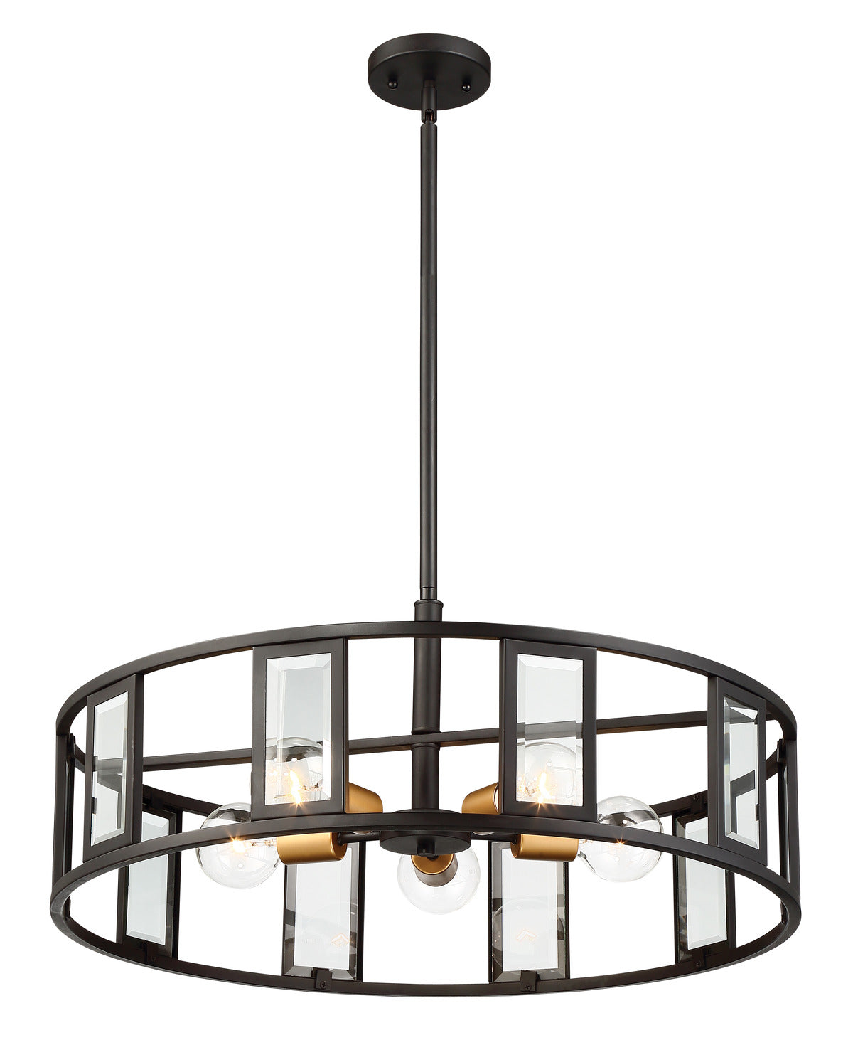 Nuvo 60-6416 Payne 5-Light Pendant - Midnight Bronze with Clear Beveled Glass, 60W Max, 120V, Dry Location Rated