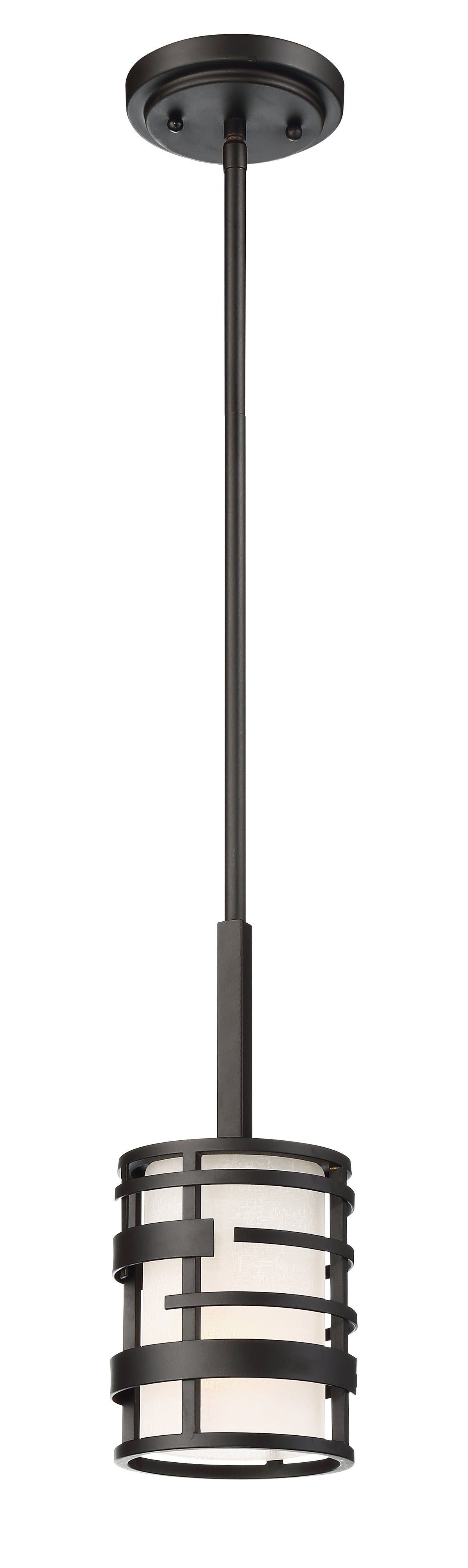 Nuvo 60-6432 Lansing 1-Light Mini Pendant - Midnight Bronze with Etched Opal Glass, 100W Max, 120V, Dry Location Rated