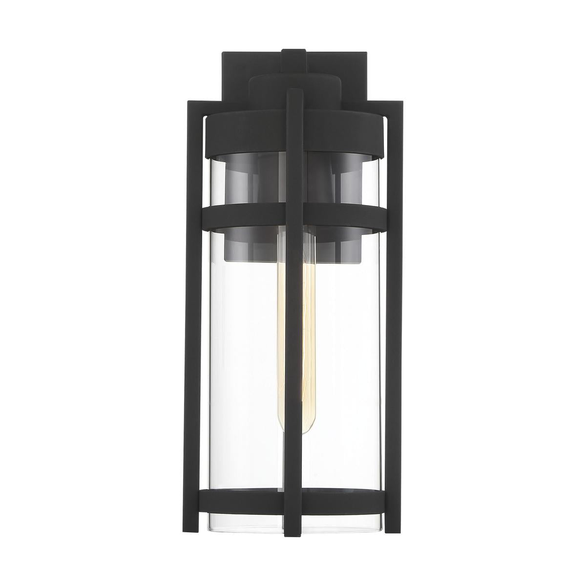Nuvo 60-6572 Tofino 1-Light Medium Wall Lantern - Clear Glass, Textured Black Finish, 60W, 120V
