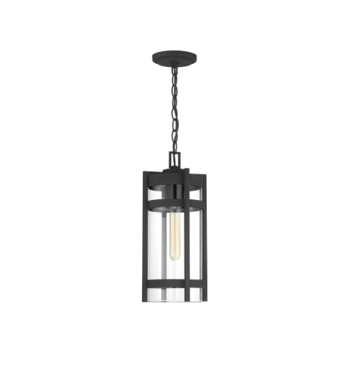 Nuvo 60-6574 Tofino - 1 Light Hanging Lantern- Clear Glass - Textured Black Finish