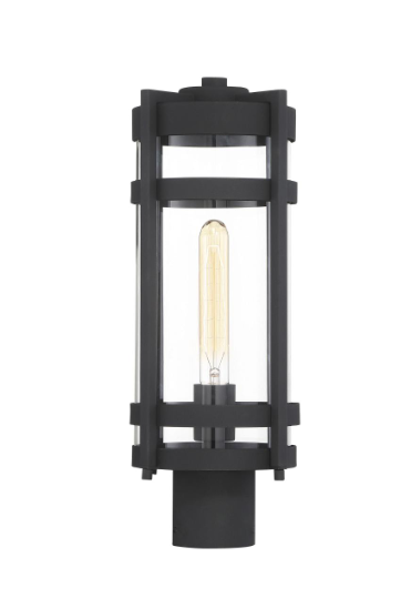 Nuvo 60-6575 Tofino - 1 Light Post Lantern- Clear Glass - Textured Black Finish