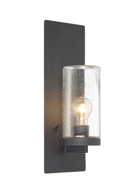 Nuvo 60-6578 Indie- 1 Light Large Wall Sconce - with Clear Seeded Glass - Textured Black Finish
