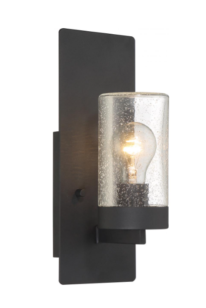 Nuvo 60-6579 Indie- 1 Light Small Wall Sconce - with Clear Seeded Glass - Textured Black Finish