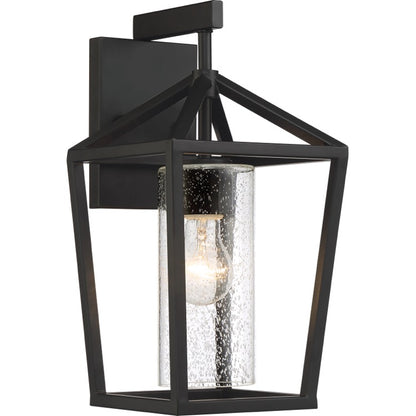NUVO 60-6592 Hopewell 1-Light Small Outdoor Lantern - Matte Black / Clear Seeded Glass