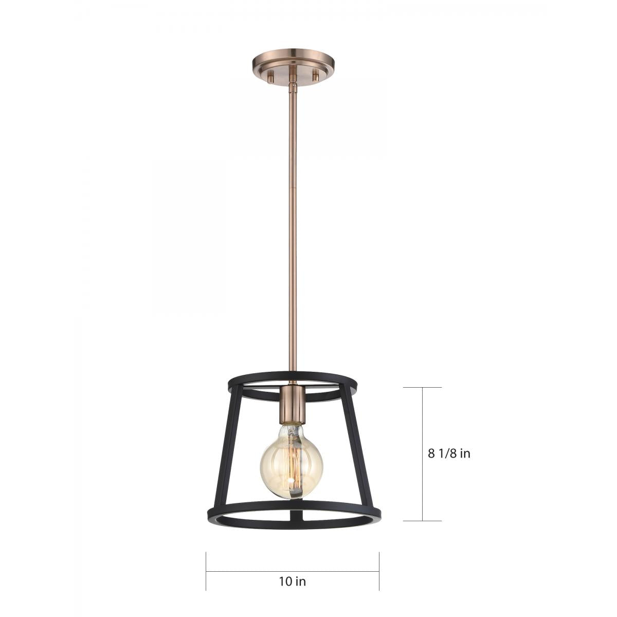 Nuvo 60-6641 Chassis- 1 Light Mini Pendant - Copper Brushed Brass and Matte Black Finish - 60W, 120V