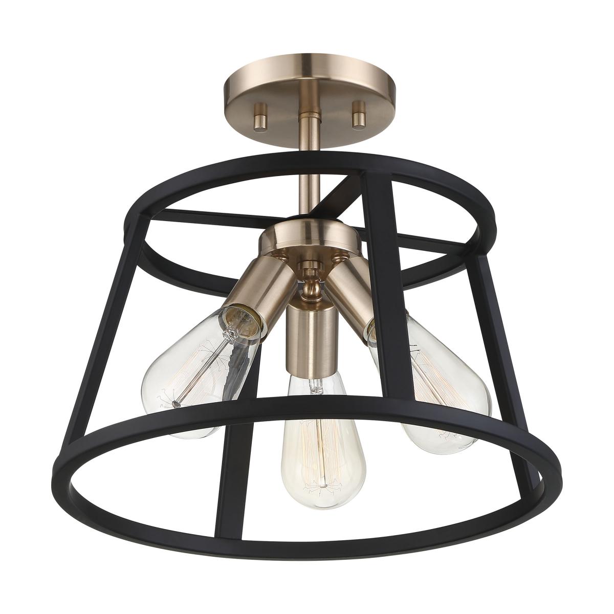 Nuvo 60-6643 Chassis- 3 Light Semi Flush - Copper Brushed Brass and Matte Black Finish - 60W - 120V