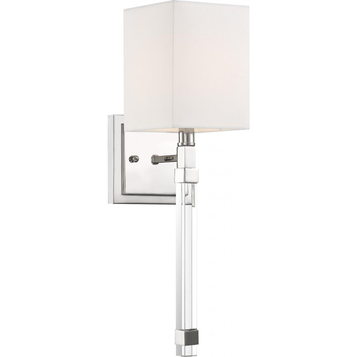 Nuvo 60-6682 Thompson 1 Light Wall Sconce – White Linen Shade, Polished Nickel Finish, 60W Max, 120V