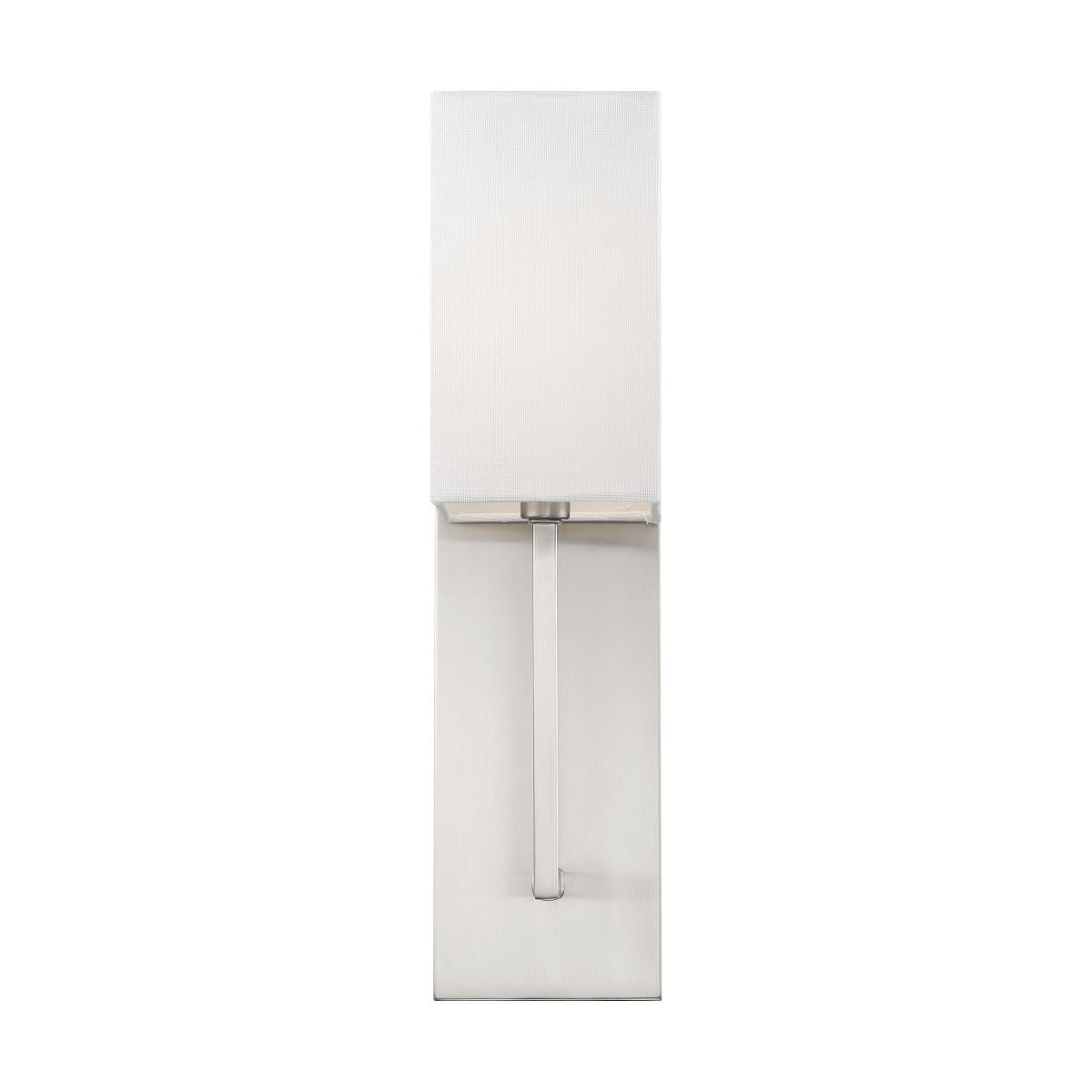 Nuvo 60-6691 Vesey 1 Light Wall Sconce – White Linen Shade, Brushed Nickel Finish, 60W Max, 120V