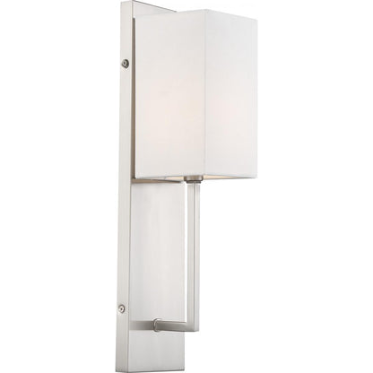 Nuvo 60-6691 Vesey 1 Light Wall Sconce – White Linen Shade, Brushed Nickel Finish, 60W Max, 120V