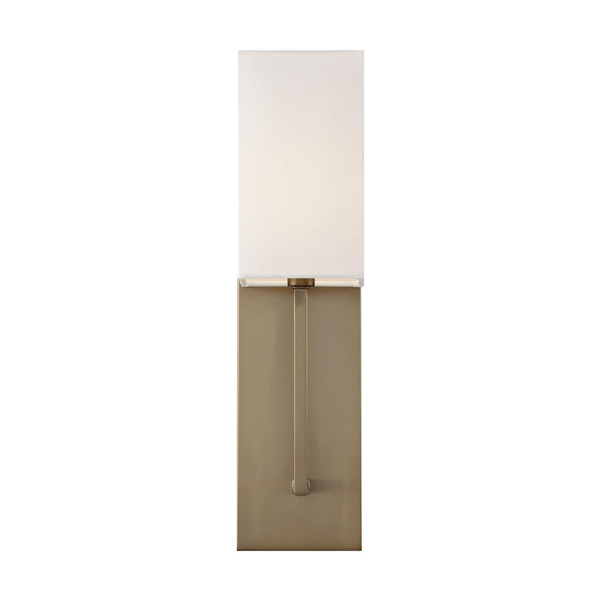 Nuvo 60-6692 Vesey 1 Light Wall Sconce – White Linen Shade, Burnished Brass Finish, 60W Max, 120V