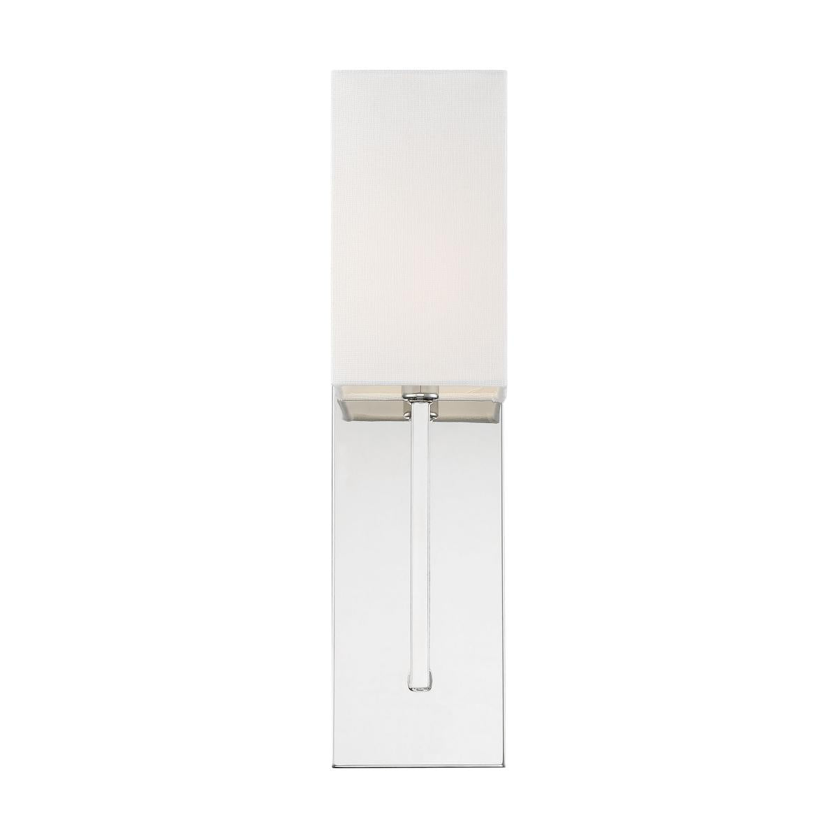 Nuvo 60-6693 Vesey 1 Light Wall Sconce – White Linen Shade, Polished Nickel Finish, 60W Max, 120V