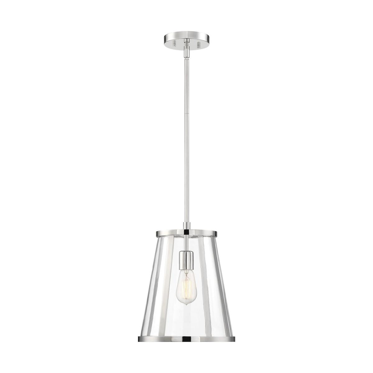 Nuvo 60-6698 Bruge 1 Light Pendant – Clear Glass, Polished Nickel Finish, 100W Max, 120V