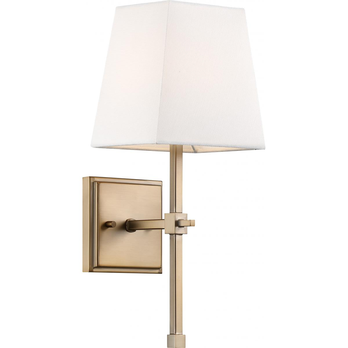 Nuvo 60-6707 Highline 1 Light Vanity – White Linen Shade, Burnished Brass Finish, 60W Max, 120V