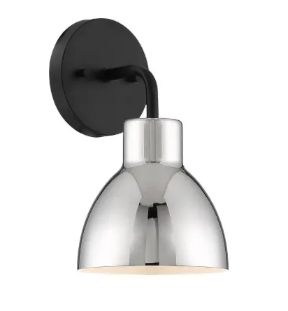 Nuvo 60-6771 Sloan LED Vanity Fixture, 1 Light, Wattage 100W, Matte Black and Polished Nickel Finish