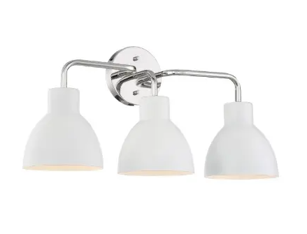 Nuvo 60-6783 Sloan Series Vanity Light, 3 Lights, Wattage 100W, Polished Nickel w/ Matte White Shade