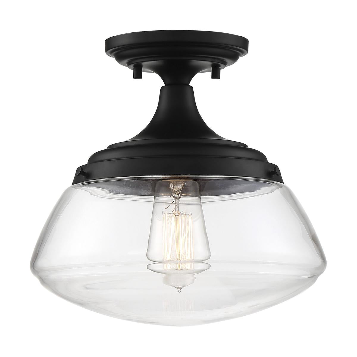 Nuvo 60-6799 Kew 1 Light Semi Flush – Clear Glass, Aged Bronze Finish, 60W Max, 120V