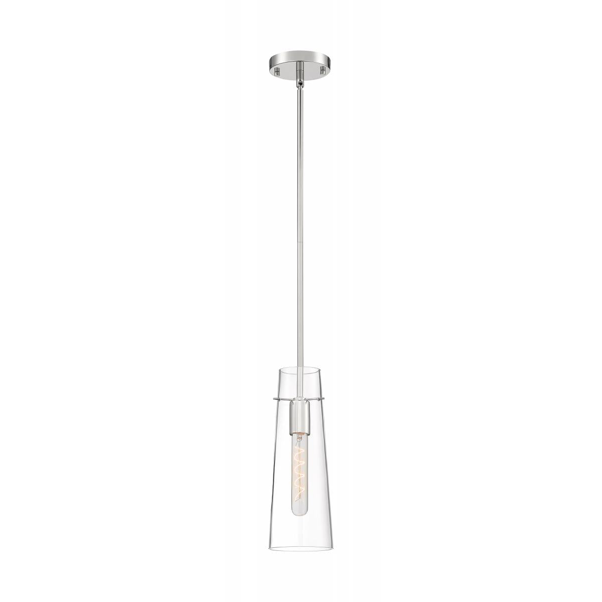 Nuvo 60-6870 Alondra 1 Light Mini Pendant – Clear Glass, Polished Nickel Finish, 60W Max, 120V