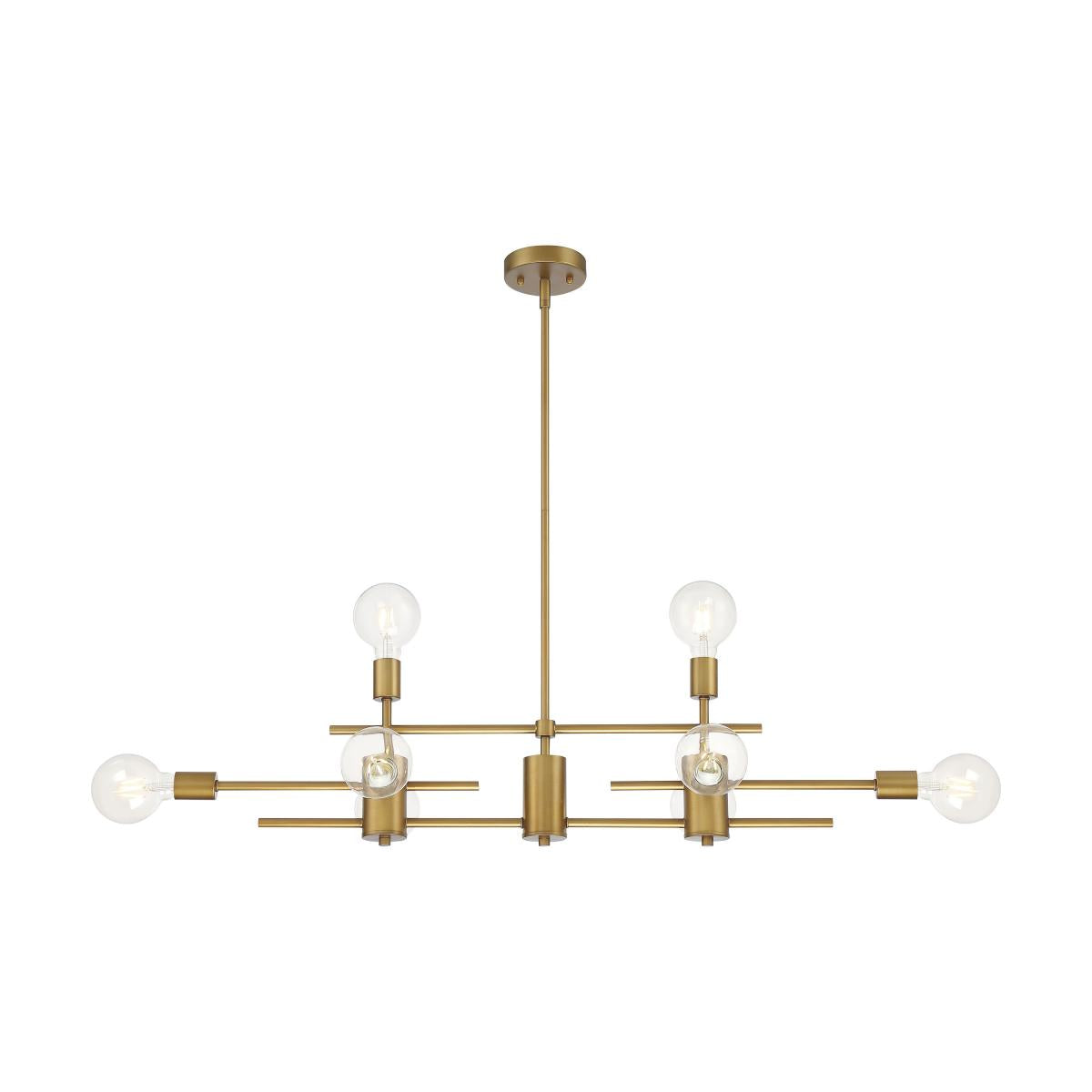 Nuvo 60-6872 Delphi 8 Light Island Pendant – Aged Gold Finish, 60W Max, 120V