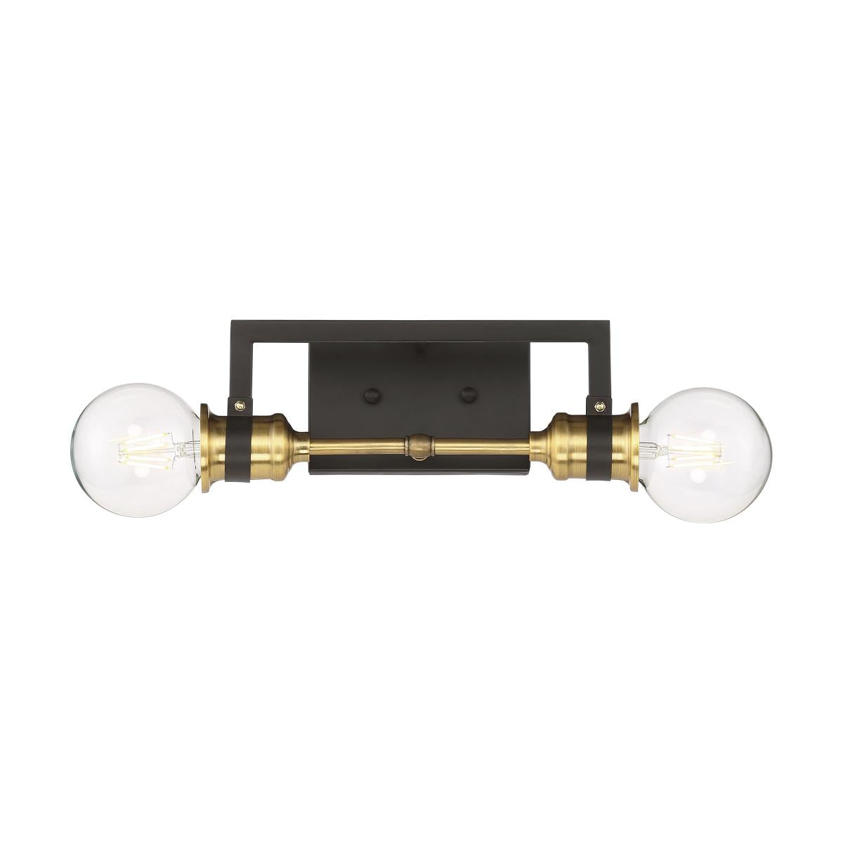 Nuvo 60-6972 Intention 2 Light Vanity – Warm Brass and Black Finish, 60W Max, 120V