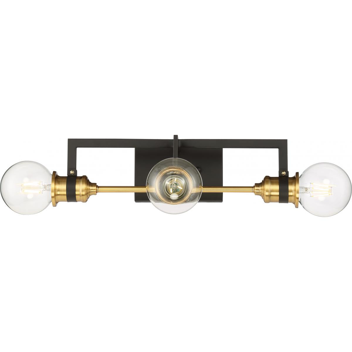 Nuvo 60-6973 Intention 3 Light Vanity – Warm Brass and Black Finish, 60W Max, 120V