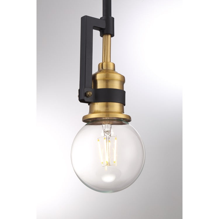 Nuvo 60-6975 Intention Mini Pendant Fixture - Warm Brass / Black
