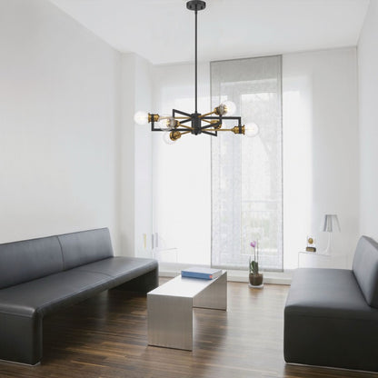 Nuvo 60-6976 Intention 6-Light Chandelier Fixture - Warm Brass / Black
