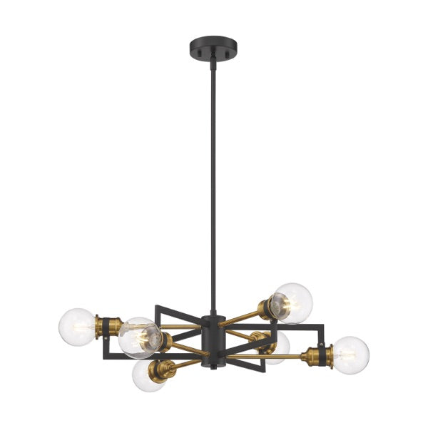 Nuvo 60-6976 Intention 6-Light Chandelier Fixture - Warm Brass / Black