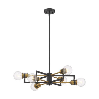 Nuvo 60-6976 Intention 6-Light Chandelier Fixture - Warm Brass / Black