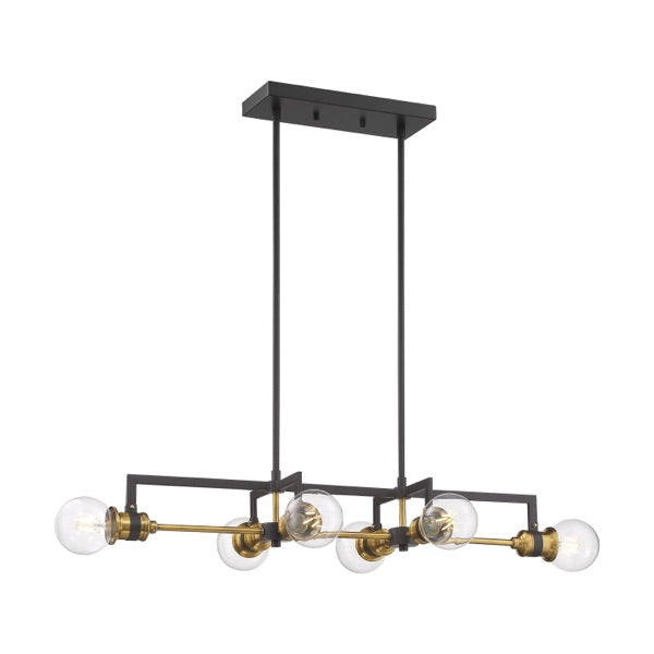 Nuvo 60-6977 Intention 6-Light Island Pendant - Warm Brass / Black