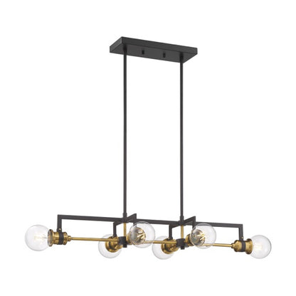 Nuvo 60-6977 Intention 6-Light Island Pendant - Warm Brass / Black