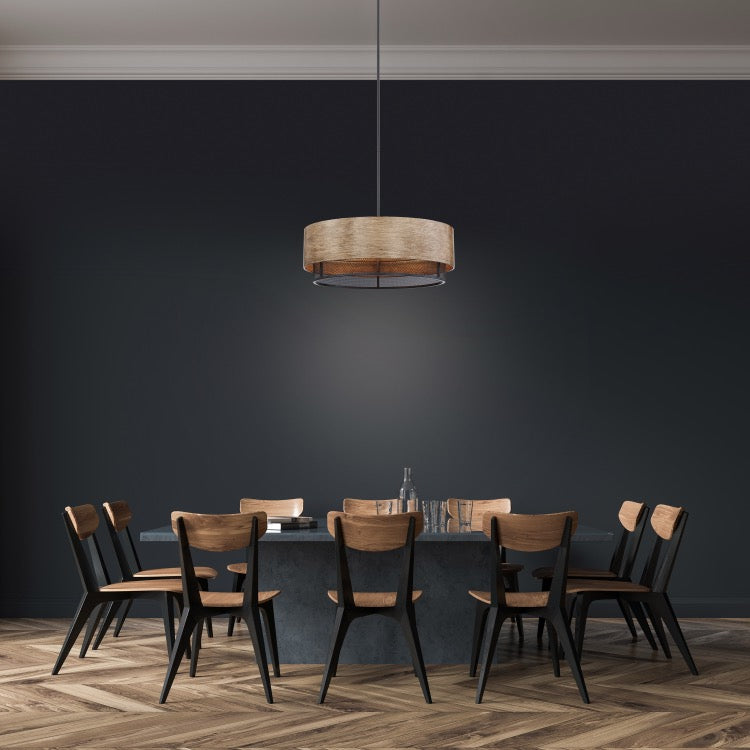 Nuvo 60-6980 Barrique 5-Light Pendant - Black / Honey Wood