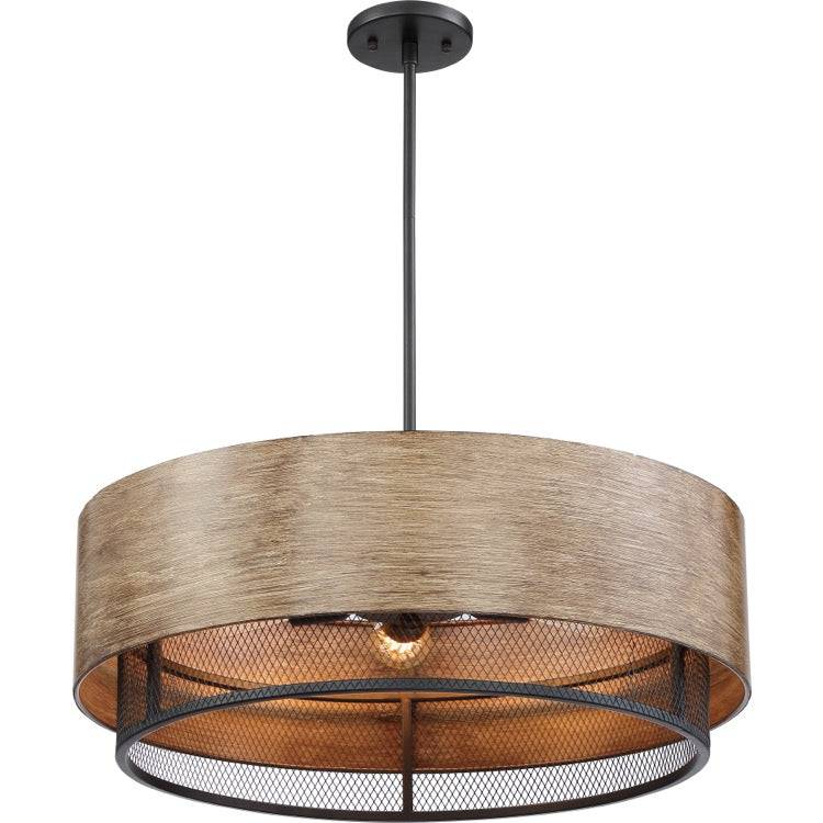 Nuvo 60-6980 Barrique 5-Light Pendant - Black / Honey Wood