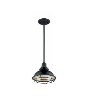 Nuvo 60-7003 Newbridge - 1 Light Small Pendant with- Black and Silver & Black Accents Finish