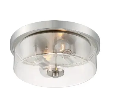 Nuvo 60-7168 Sommerset Series Flush Mount Ceiling Light w/ Clear Glass, Wattage 60W, Brushed Nickel