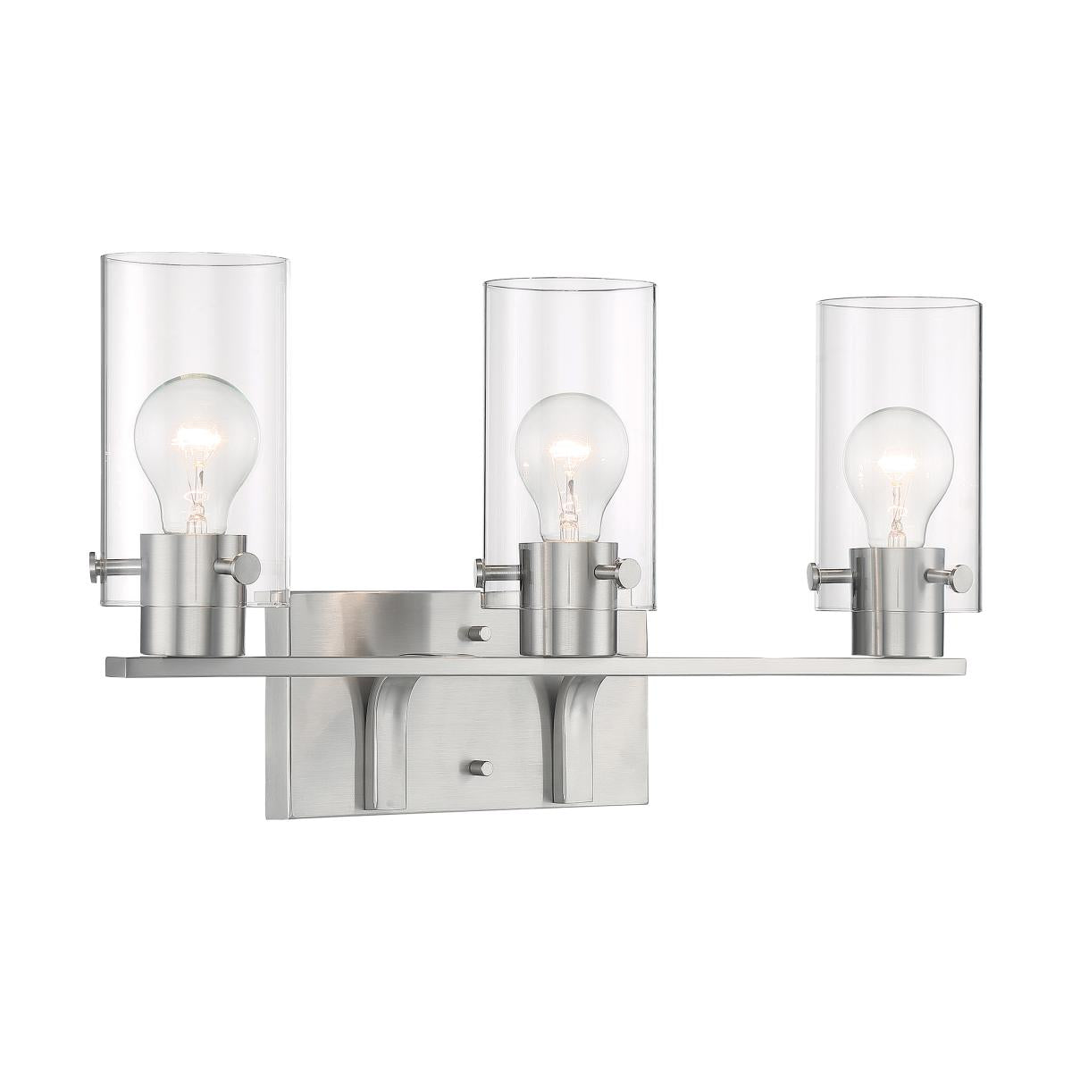 Nuvo 60-7173 Sommerset 3 Light Vanity with Clear Glass – Brushed Nickel Finish, 60W Max, 120V