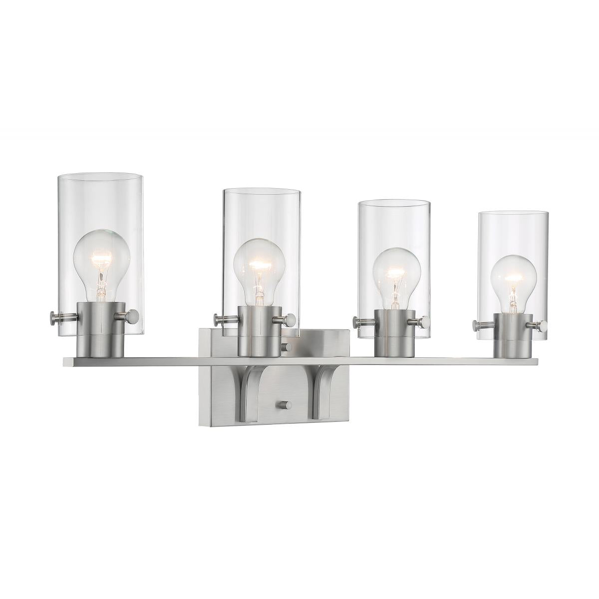 Nuvo 60-7174 Sommerset 4 Light Vanity with Clear Glass – Brushed Nickel Finish, 60W Max, 120V
