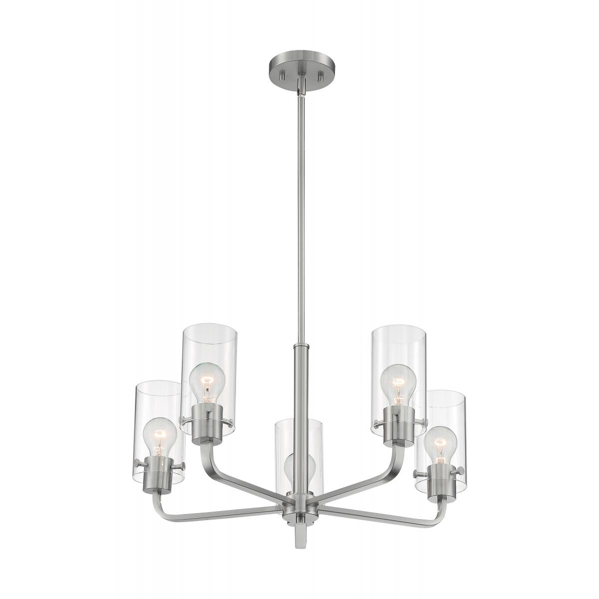 Nuvo 60-7175 Sommerset 5 Light Chandelier with Clear Glass – Brushed Nickel Finish, 60W Max, 120V