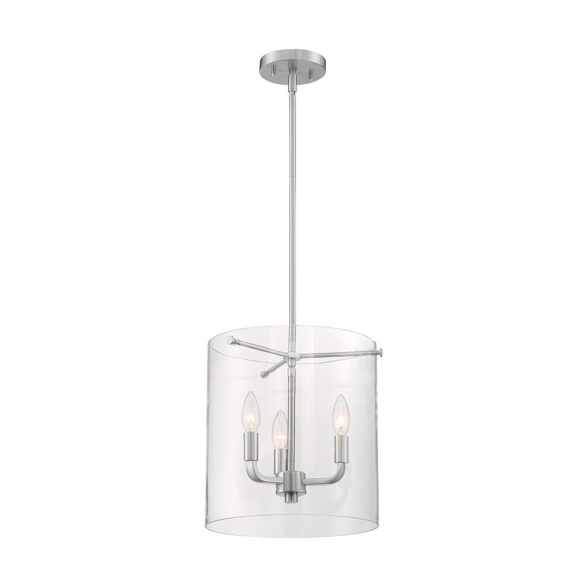 Nuvo 60-7177 Sommerset 3 Light Pendant with Clear Glass – Brushed Nickel Finish, 60W Max, 120V
