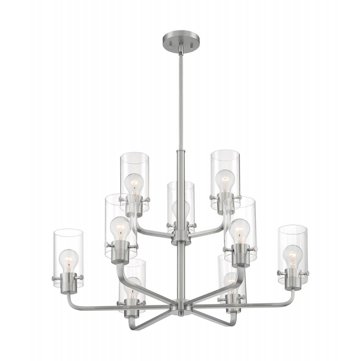 Nuvo 60-7179 Sommerset 9 Light Chandelier with Clear Glass – Brushed Nickel Finish, 60W Max, 120V