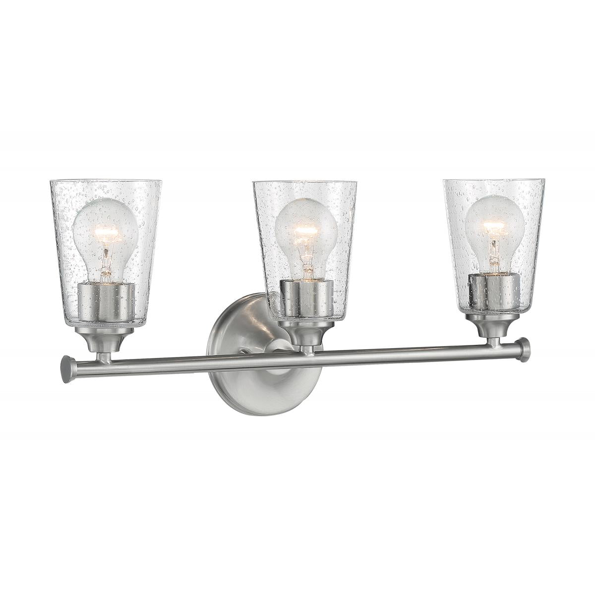 Nuvo 60-7183 Bransel 3 Light Vanity with Seeded Glass – Brushed Nickel Finish, 60W Max, 120V