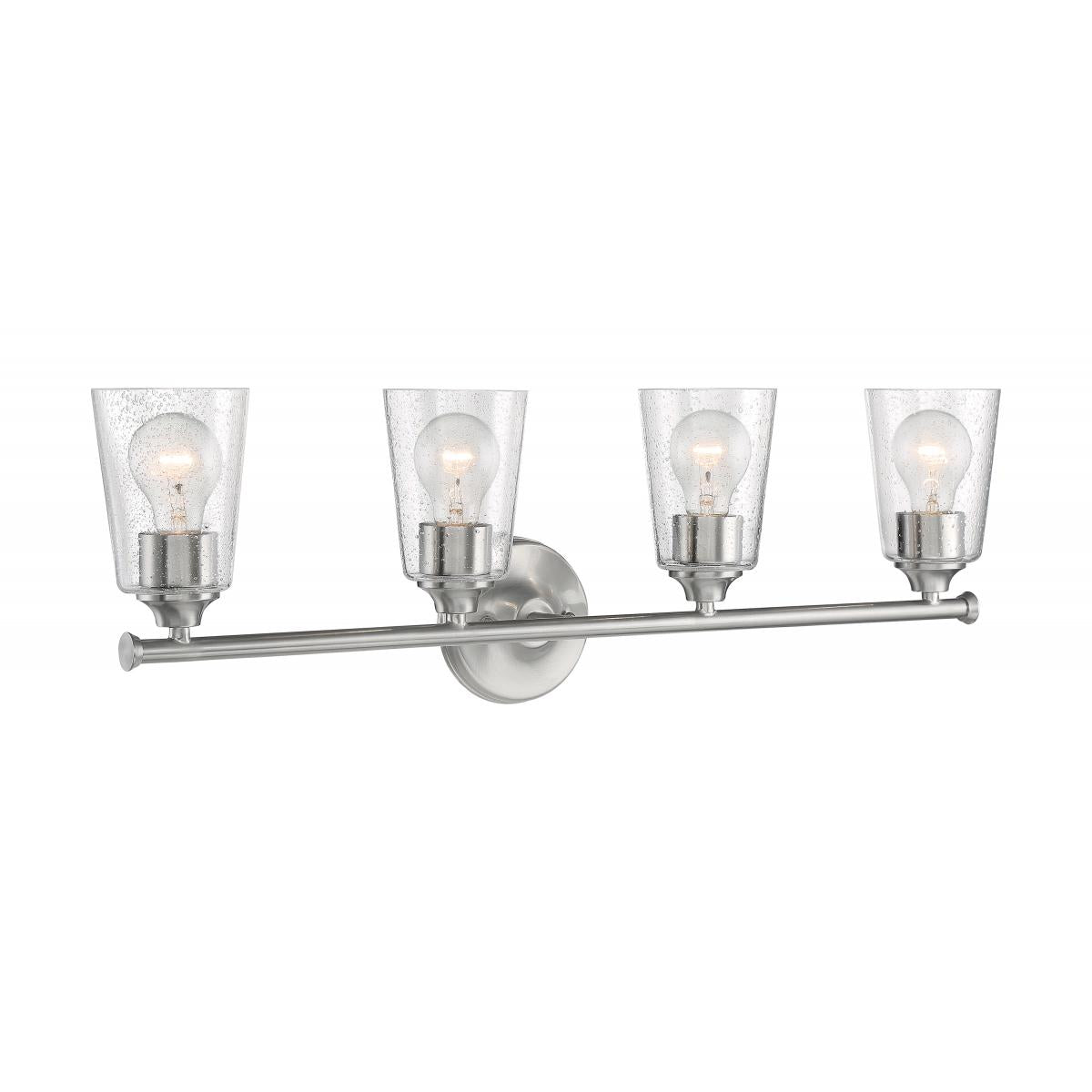 Nuvo 60-7184 Bransel 4 Light Vanity with Seeded Glass – Brushed Nickel Finish, 60W Max, 120V