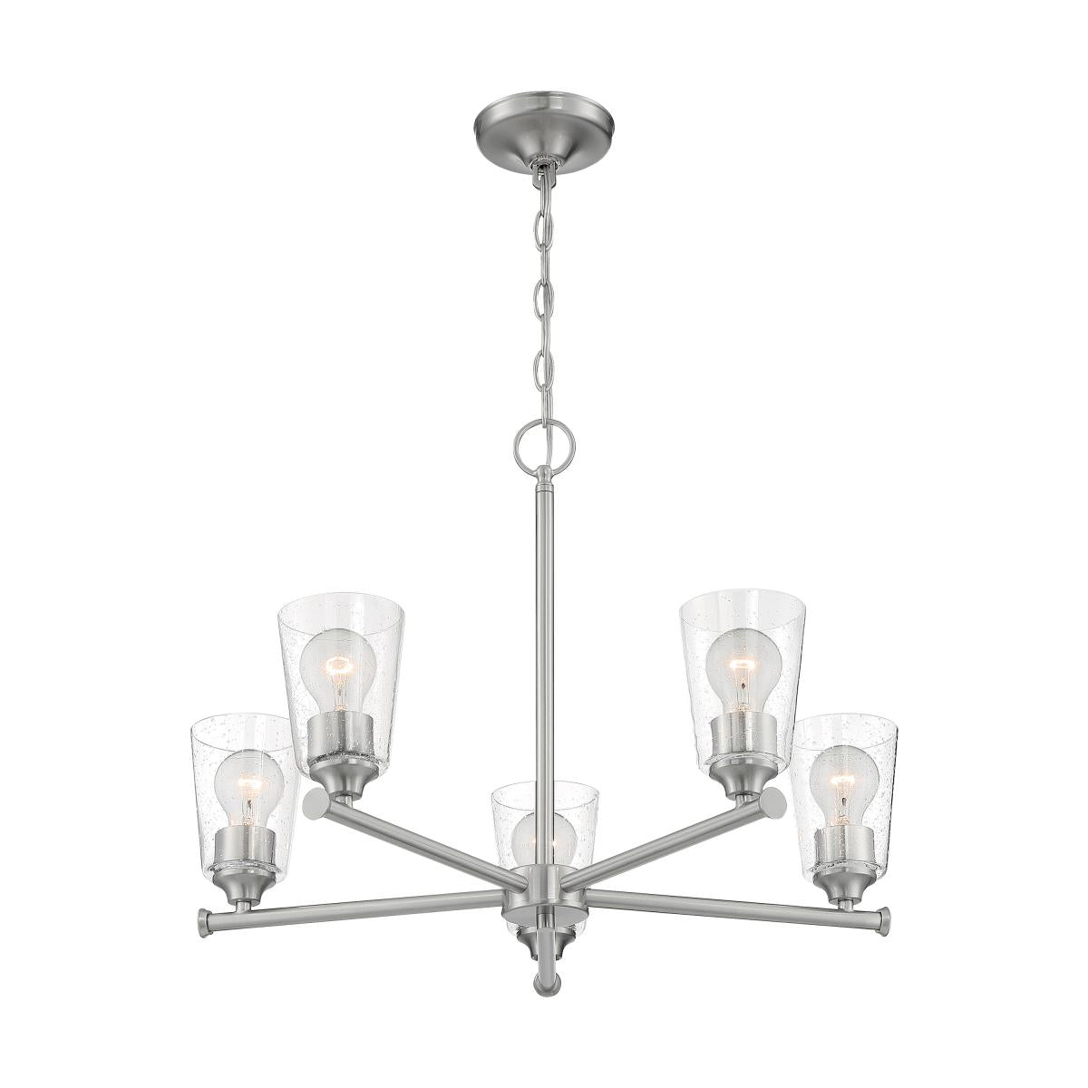 Nuvo 60-7185 Bransel 5 Light Chandelier with Seeded Glass – Brushed Nickel Finish, 60W Max, 120V