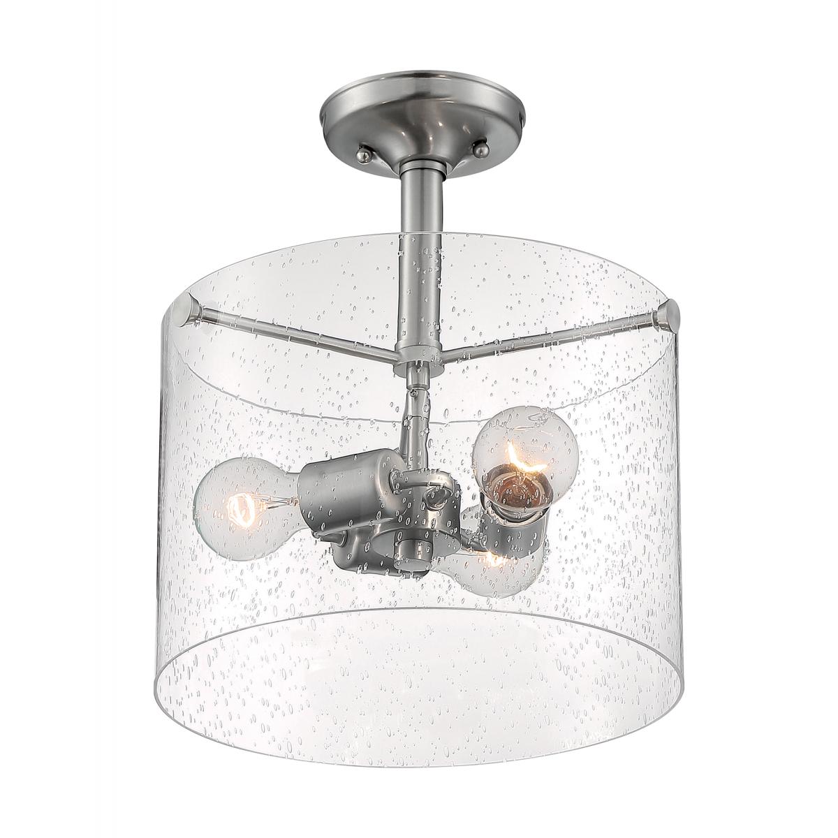 Nuvo 60-7188 Bransel 3 Light Semi-Flush with Seeded Glass – Brushed Nickel Finish, 60W Max, 120V