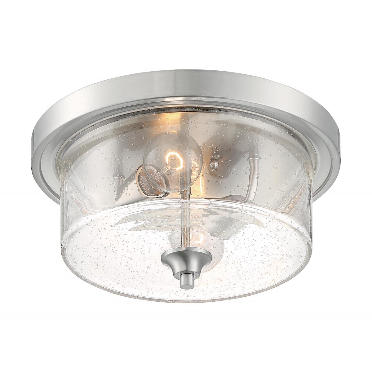Nuvo 60-7190 Bransel 2 Light Flush Mount with Seeded Glass – Brushed Nickel Finish, 60W Max, 120V