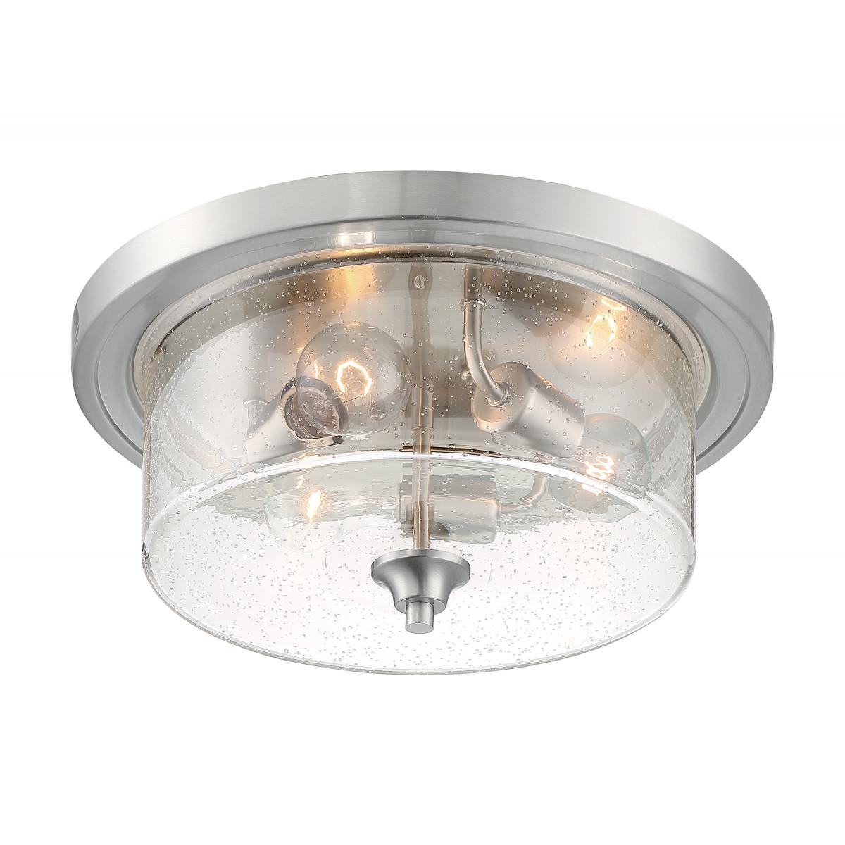 Nuvo 60-7191 Bransel 3 Light Flush Mount with Seeded Glass – Brushed Nickel Finish, 60W Max, 120V
